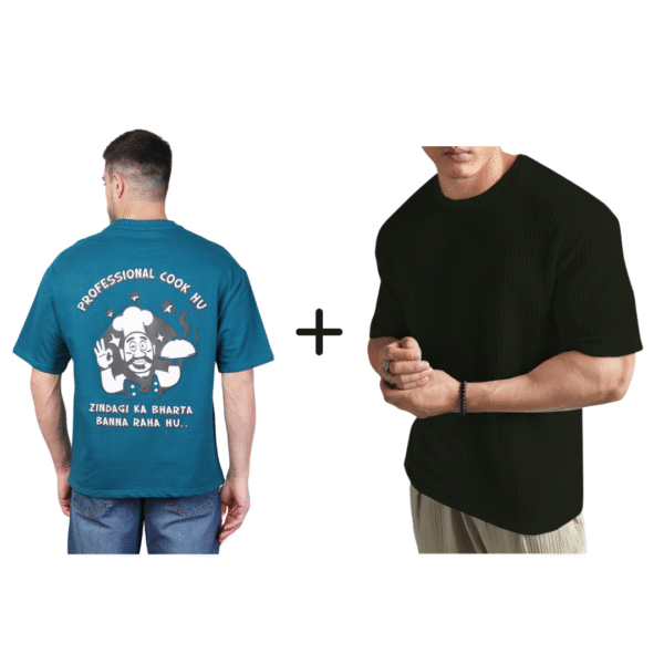 Combo ( Professional Cook Hu + Black Polyester Blend Oversized Fit Men’s T-Shirt )